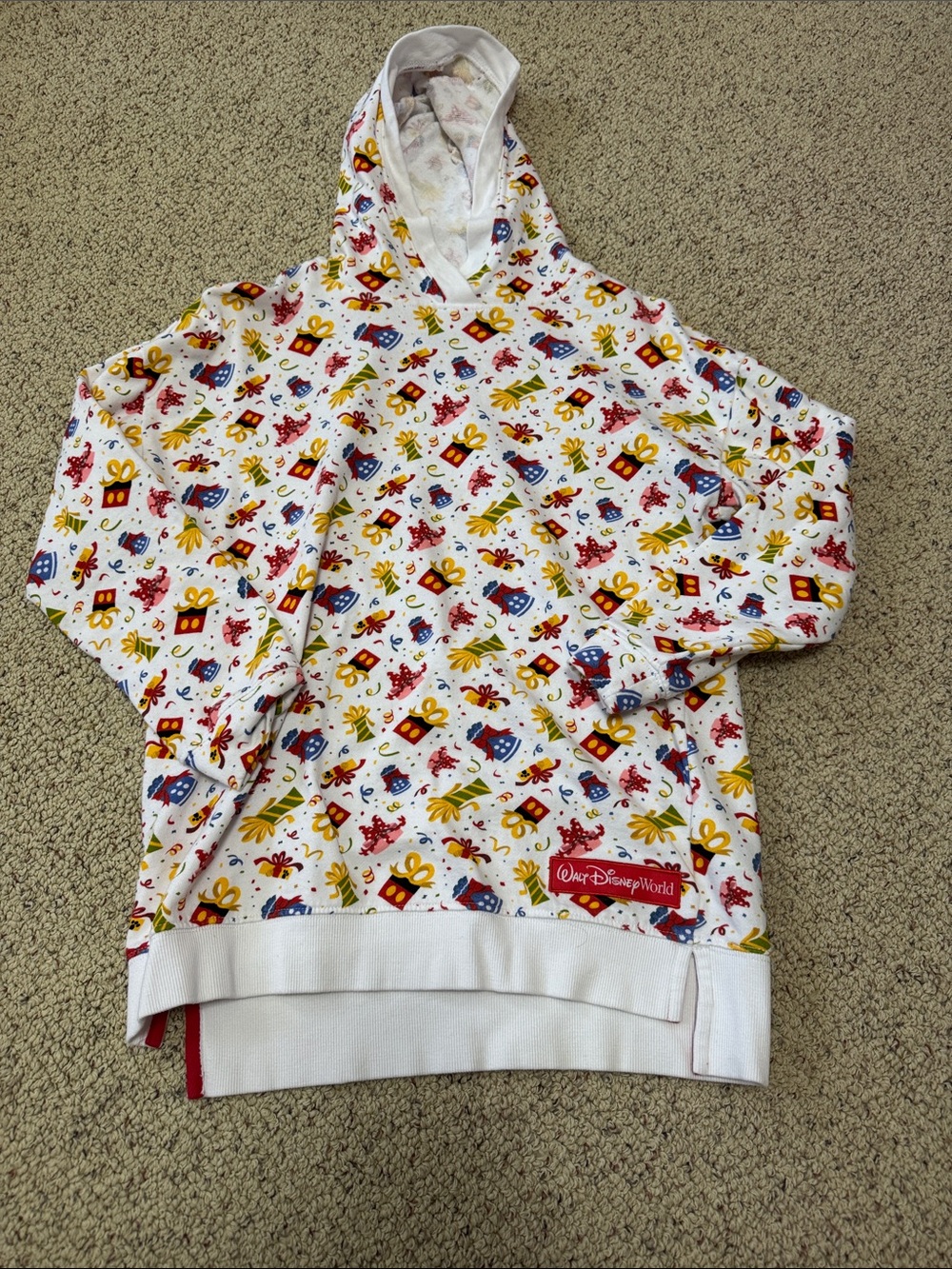Disney White Kids Hoodie with Red, Blue & Yellow Celebrate Print